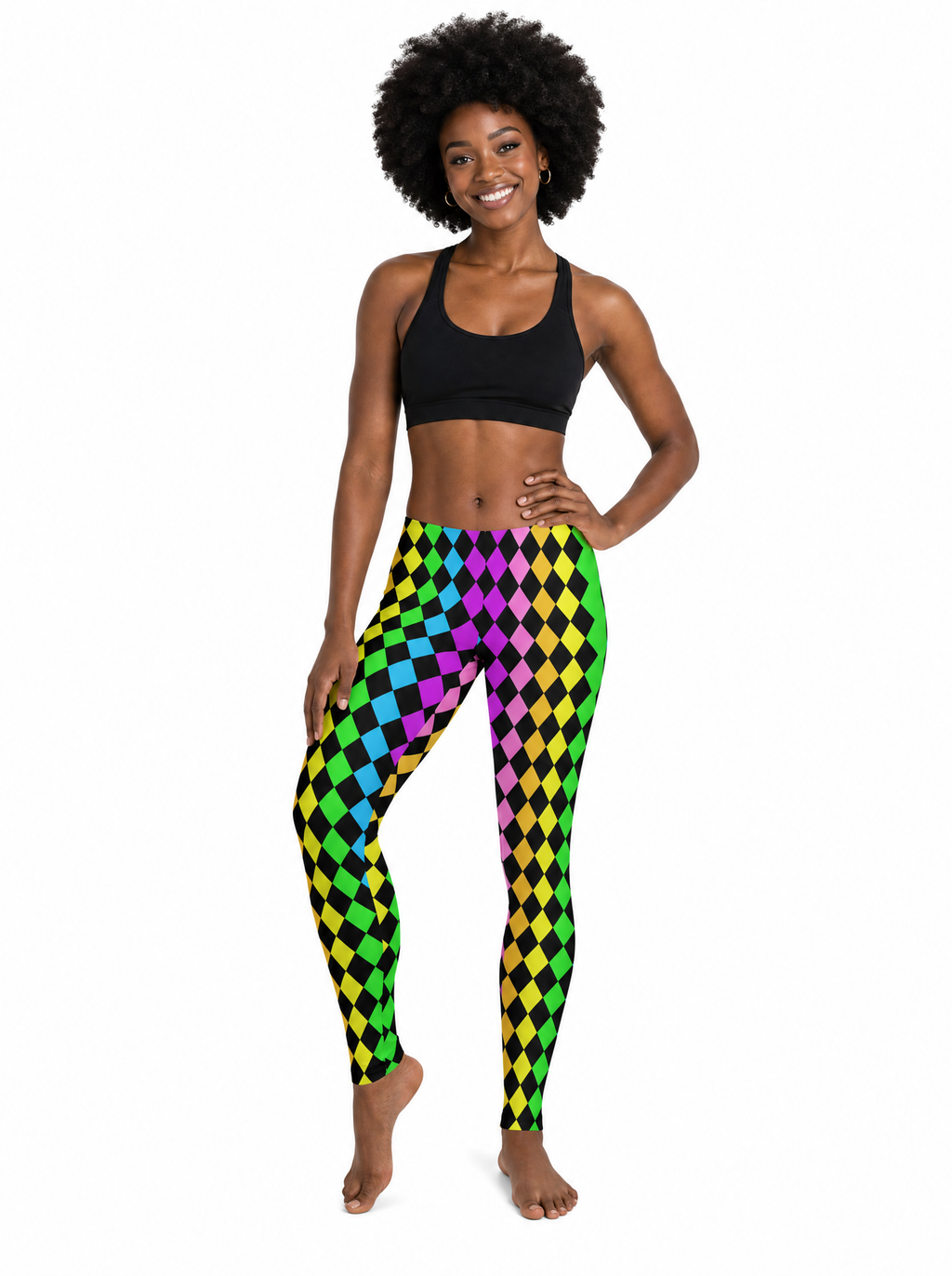 Neon Harlequin Patchwork Leggings